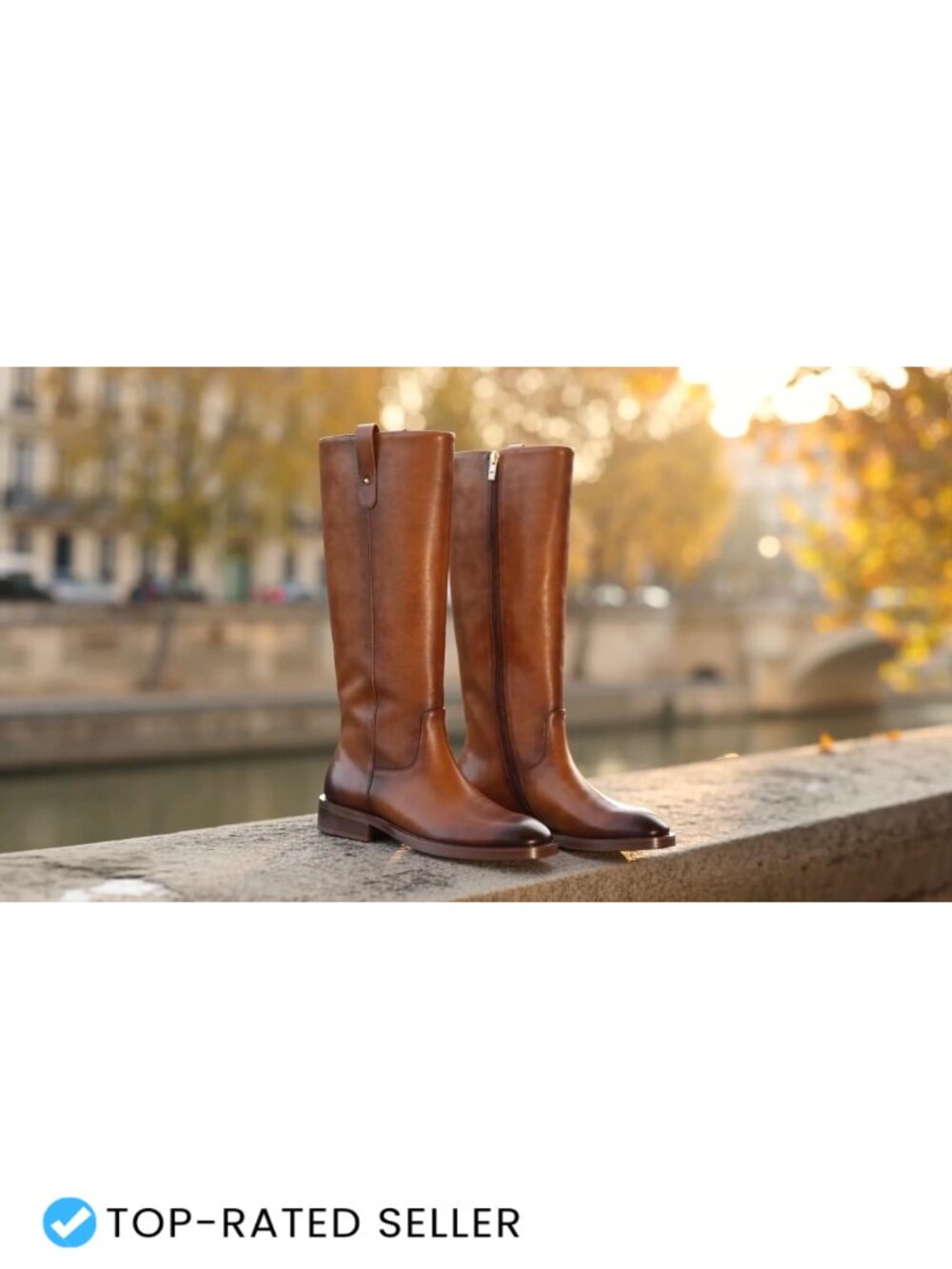 Knee High Boots for Women Low Heel Tall Pull On Faux Leather - Picture 6 of 6